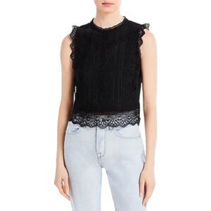 Aqua sleeveless lace crochet top black size medium